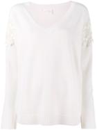 Chloé Cherry Lace Trimmed Jumper - White
