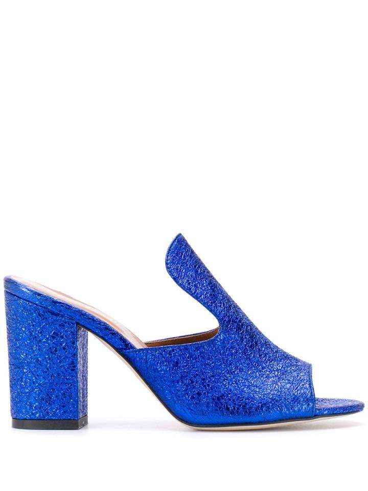 Paris Texas Cracked Effect Slip-on Sandals - Blue