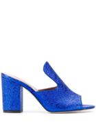 Paris Texas Cracked Effect Slip-on Sandals - Blue