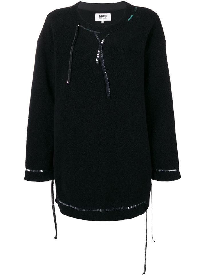 Mm6 Maison Margiela Sequin Embellished Oversized Sweater Dress - Black