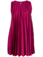 Paule Ka Pleated Flared Mini Dress - Pink & Purple