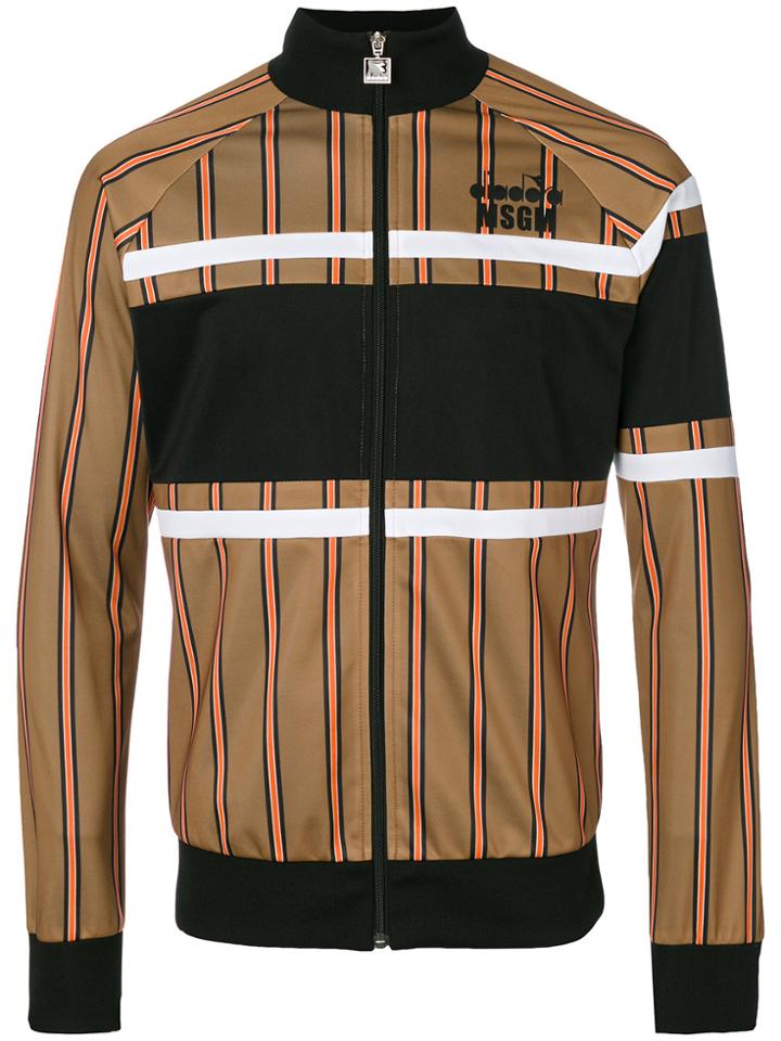 Msgm Striped Bomber Jacket - Brown