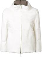Agnona Zip Up High Neck Puffer Jacket, Women's, Size: 40, White, Cashmere/lambs Wool
