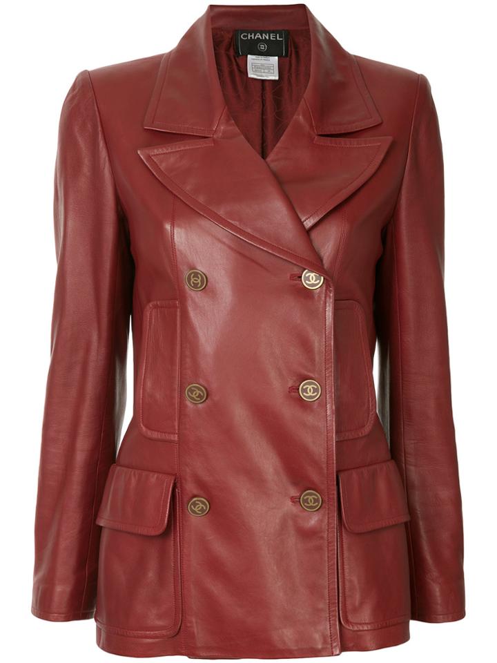 Chanel Vintage Double-breasted Biker Jacket - Red