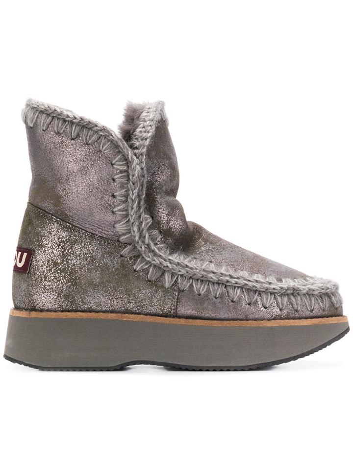 Mou Chunky Sole Boots - Grey