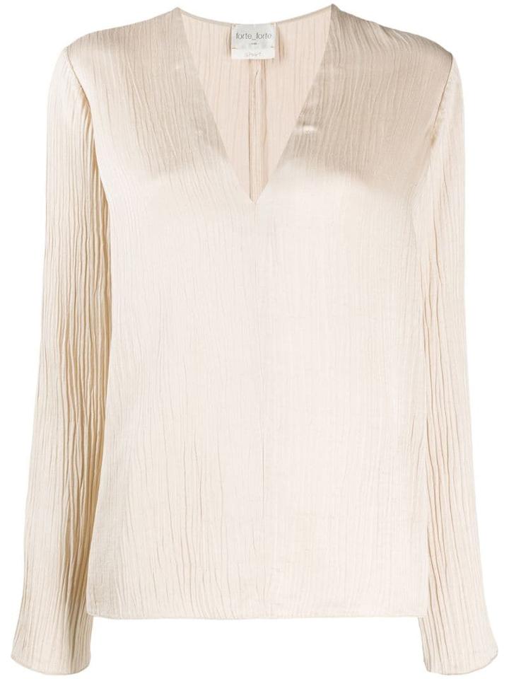 Forte Forte V-neck Pleated Blouse - Neutrals