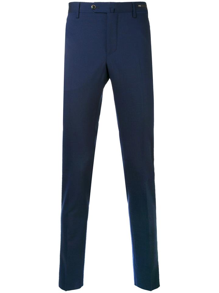 Pt01 - Straight Leg Trousers - Men - Virgin Wool/spandex/elastane - 50, Blue, Virgin Wool/spandex/elastane