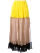 No21 - Striped Midi Skirt - Women - Silk/acetate - 44, Yellow/orange, Silk/acetate