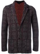 Lardini Patterned Knit Blazer, Men's, Size: Large, Blue, Wool
