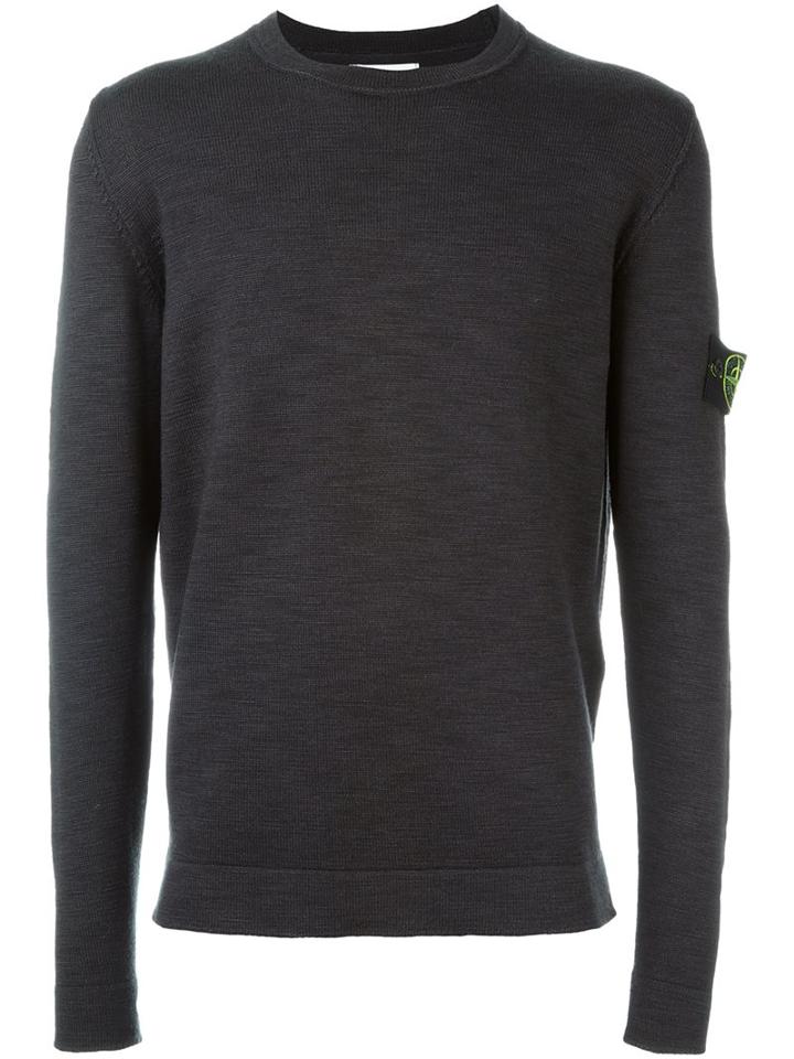 Stone Island Crew Neck Jumper, Men's, Size: Xl, Grey, Wool