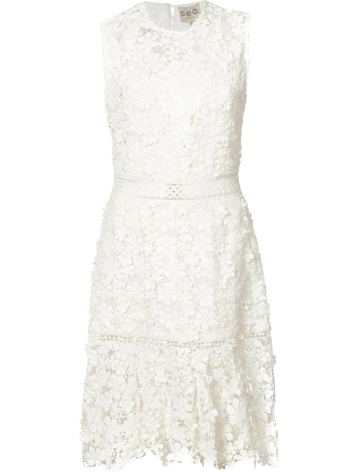 Sea - Panelled Lace Dress - Women - Cotton - 4, White, Cotton