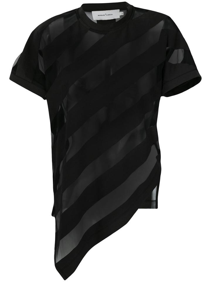 Marques'almeida Asymmetric Striped Top - Black