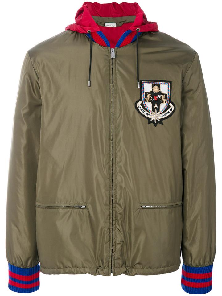 Gucci - Hooded Bomber Jacket - Men - Polyamide/virgin Wool - 46, Green, Polyamide/virgin Wool