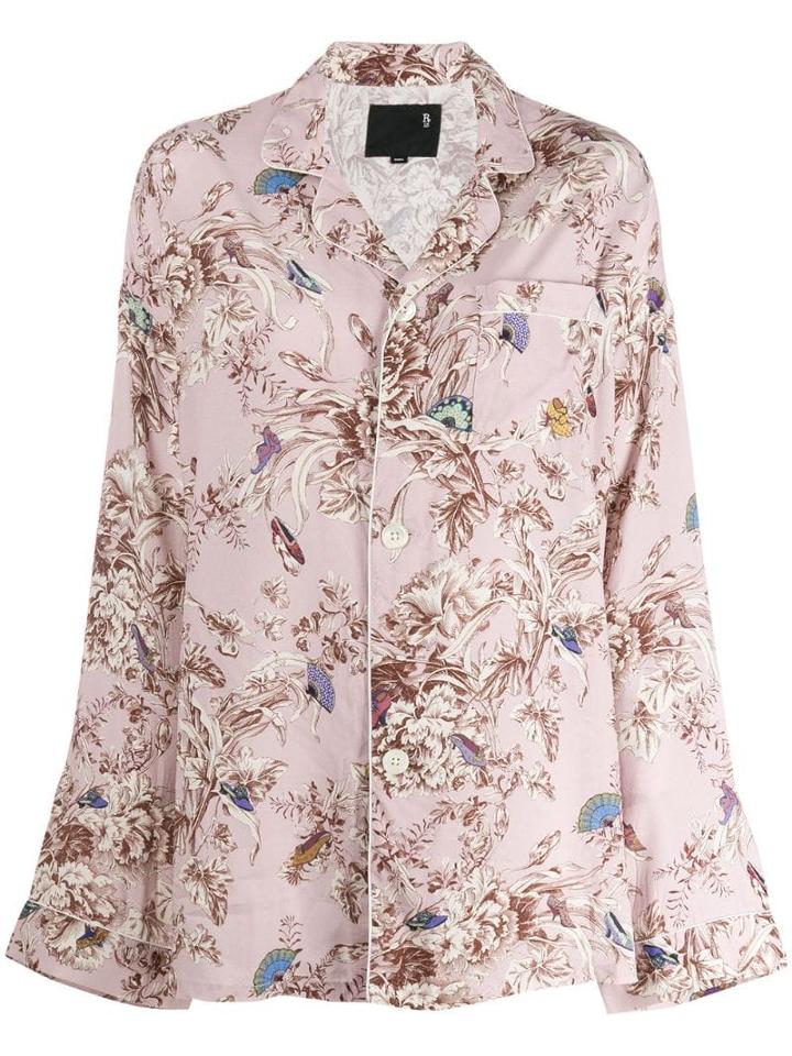 R13 Floral Print Pyjama Shirt - Pink