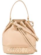 Moschino Logo Bucket Tote, Women's, Nude/neutrals, Leather/metal (other)