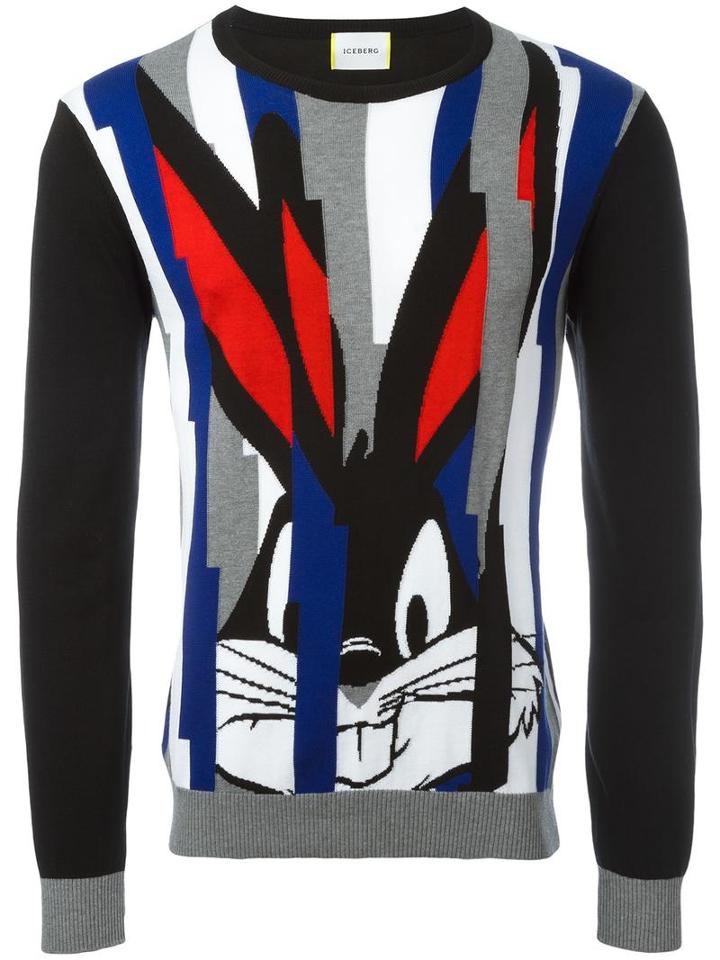 Iceberg 'bugs Bunny' Pattern Jumper, Men's, Size: Large, Black, Cotton