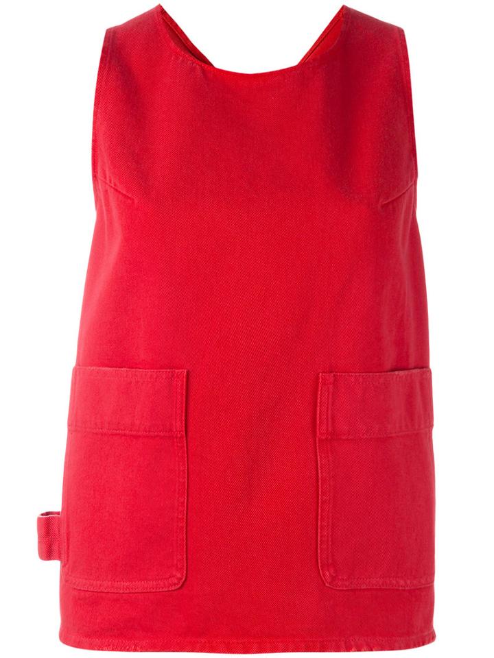 Mm6 Maison Margiela - Front Pocket Top - Women - Cotton - 46, Red, Cotton