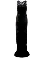Marchesa Textured Lace Detail Dress - Black