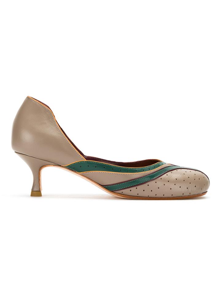 Sarah Chofakian Contrasting Panels Pumps - Brown