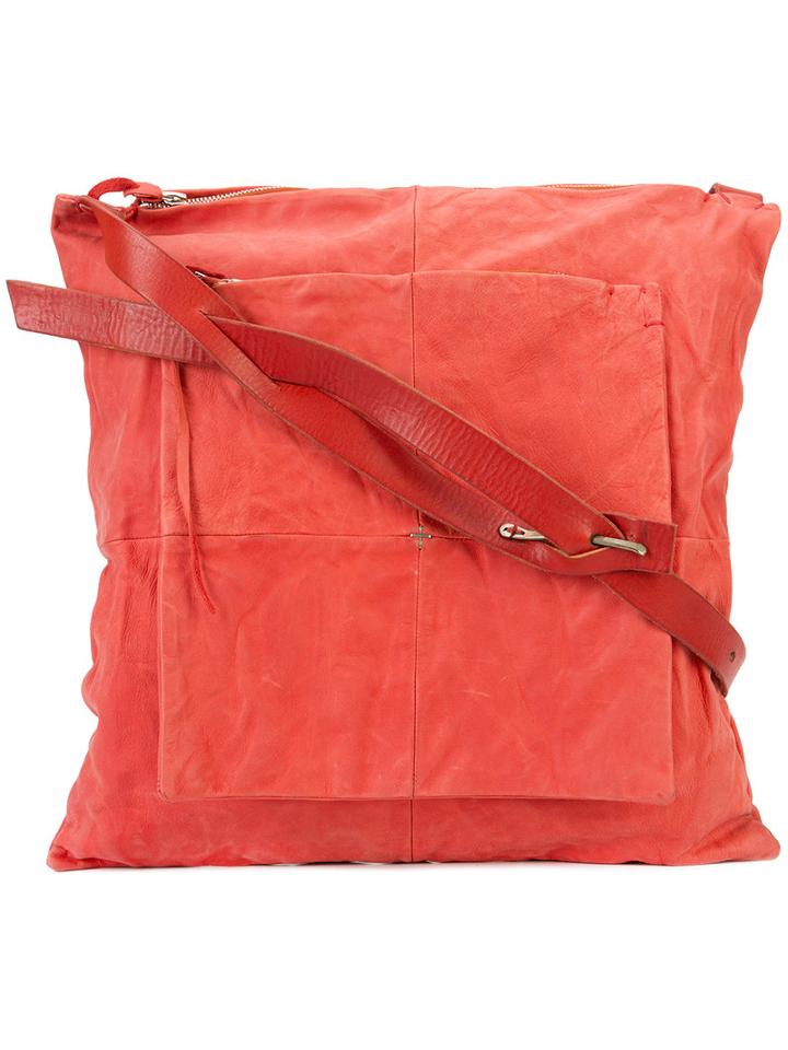 Ma+ Geometric Front Crossbody Bag, Adult Unisex, Red, Calf Leather