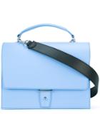 Pb 0110 Fold-over Top Shoulder Bag, Women's, Blue, Leather