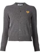 Comme Des Garçons Play Embroidered Heart Cardigan - Grey