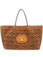 Valentino 'v' Logo Tote Bag - Brown