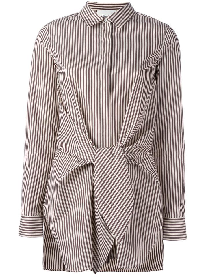 3.1 Phillip Lim Tie Waist Shirt, Women's, Size: 4, Brown, Cotton/silk