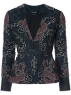 Yigal Azrouel - Woven Serpent Jacquard Blazer - Women - Polyamide/polyester/cupro - 2, Blue, Polyamide/polyester/cupro