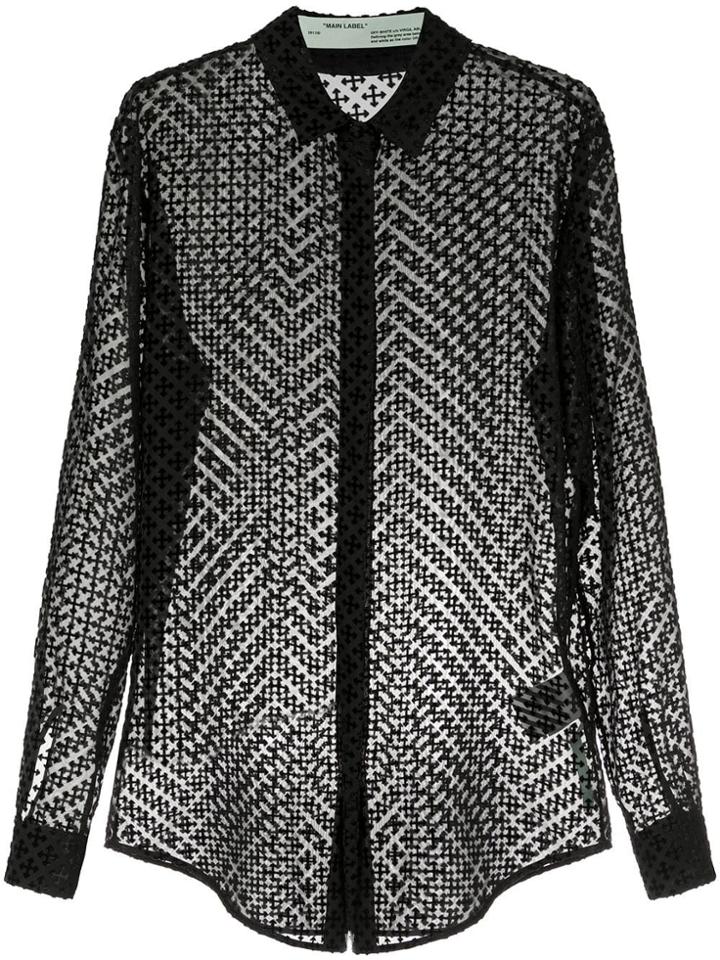 Off-white Arrows Embroidered Sheer Shirt - Black