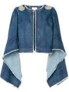 Antonio Berardi Crystal-embellished Denim Cape - Blue