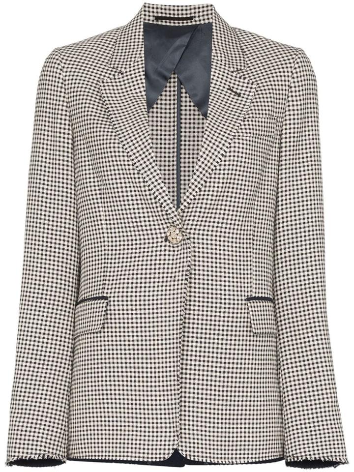 Golden Goose Single-breasted Gingham Blazer - A1 Navy White Check