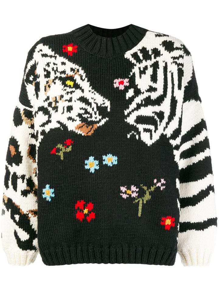 Sonia Rykiel Tiger Embroidered Sweater - Black