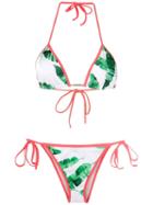 Brigitte Printed Triangle Bikini Set - White, Green, Orange