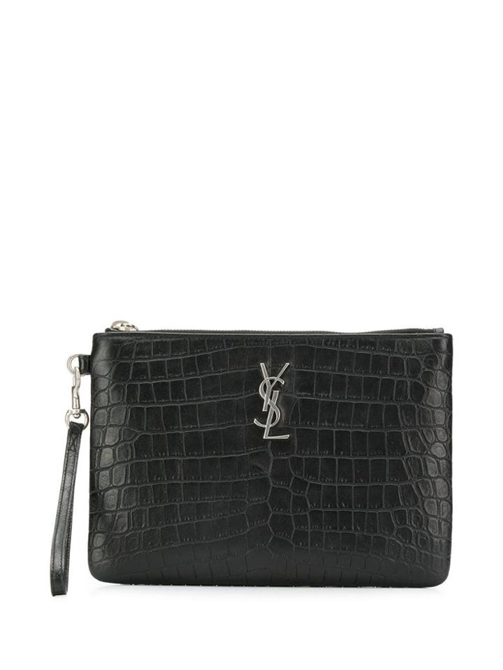 Saint Laurent Logo Clutch Bag - Black