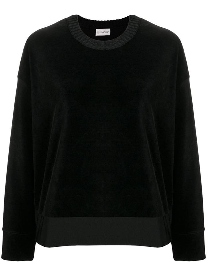 Moncler Velour Side Slit Sweatshirt - Black