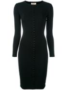 Murmur Button Up Fitted Dress, Women's, Size: 36, Black, Nylon/spandex/elastane/rayon