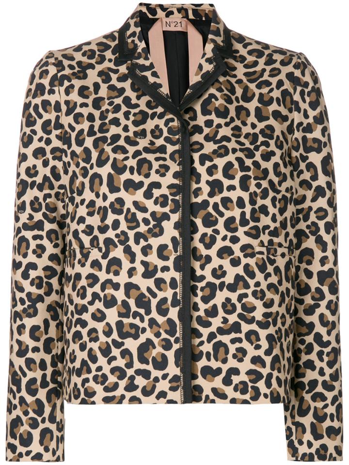 No21 Leopard Print Cropped Jacket - Nude & Neutrals
