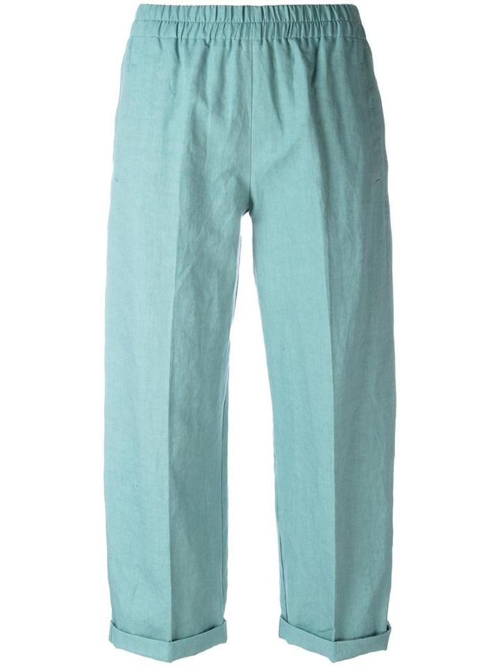Forte Forte Turn Up Hem Trousers, Women's, Size: 0, Green, Cotton/linen/flax