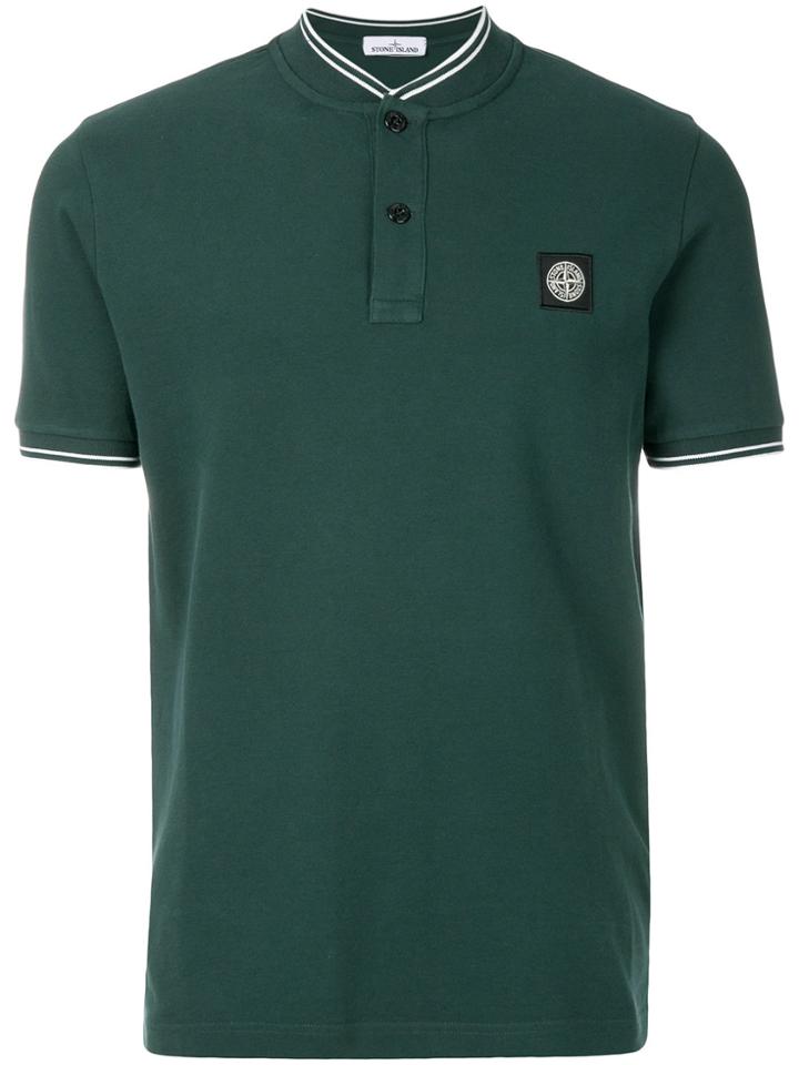 Stone Island Striped Trim Polo Shirt - Green