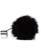 Perrin Paris - Fuzzy Round Clutch - Women - Leather/feather - One Size, Black, Leather/feather