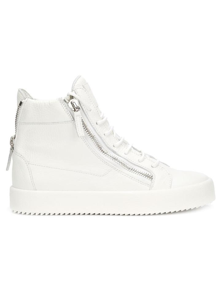 Giuseppe Zanotti Design Nolan Hi-top Sneakers, Men's, Size: 8, White, Leather/rubber