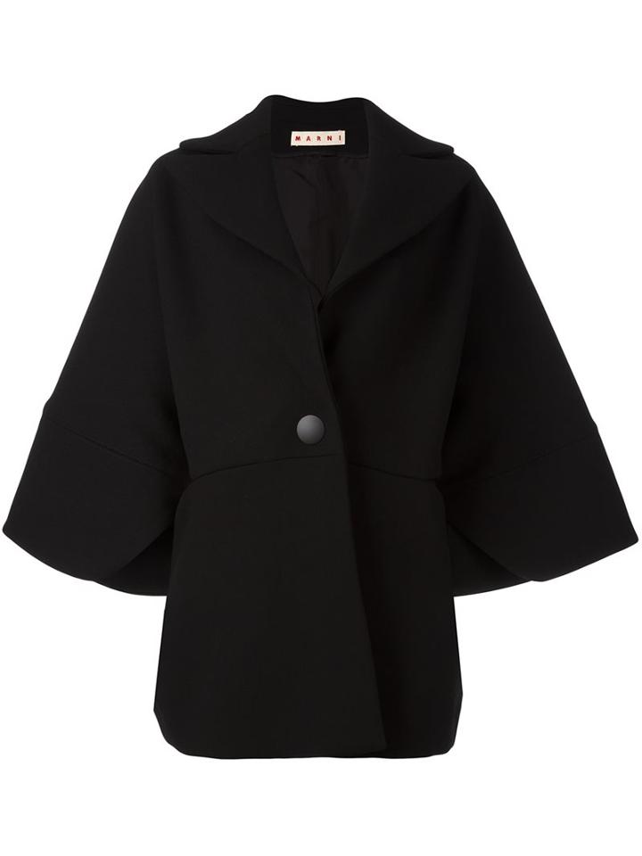 Marni Cape Sleeve Jacket, Women's, Size: 38, Black, Silk/virgin Wool