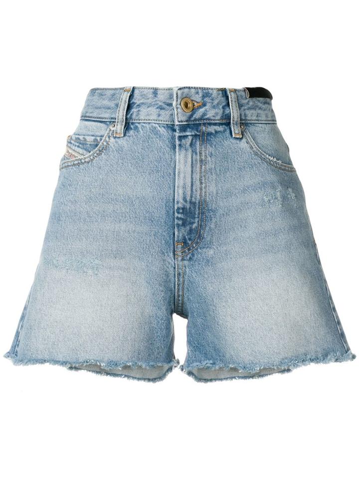 Diesel Stonewashed Denim Shorts - Black