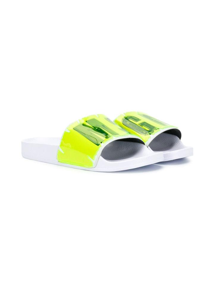 Msgm Kids Logo Sliders - Yellow