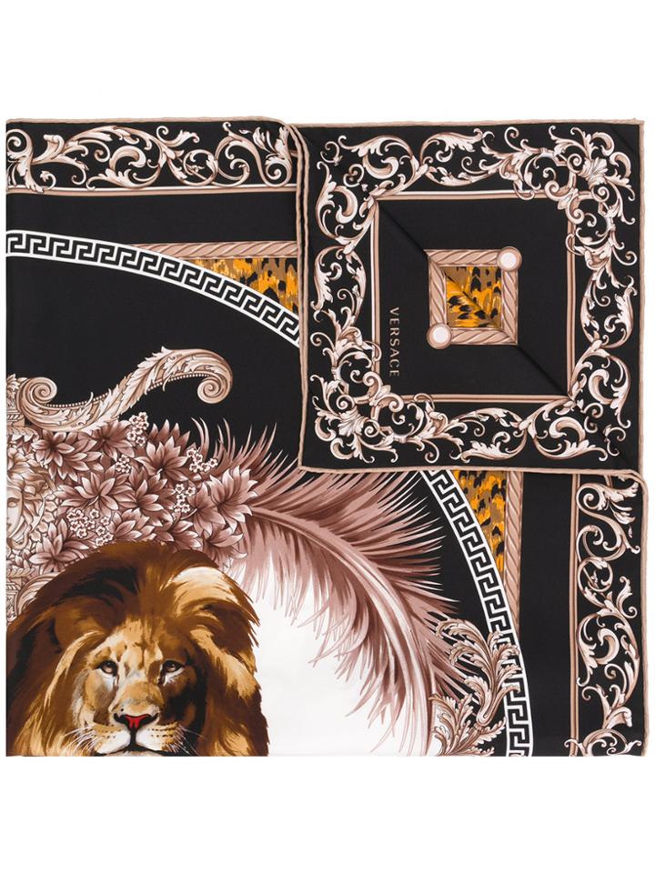 Versace Leo Print Scarf - Black