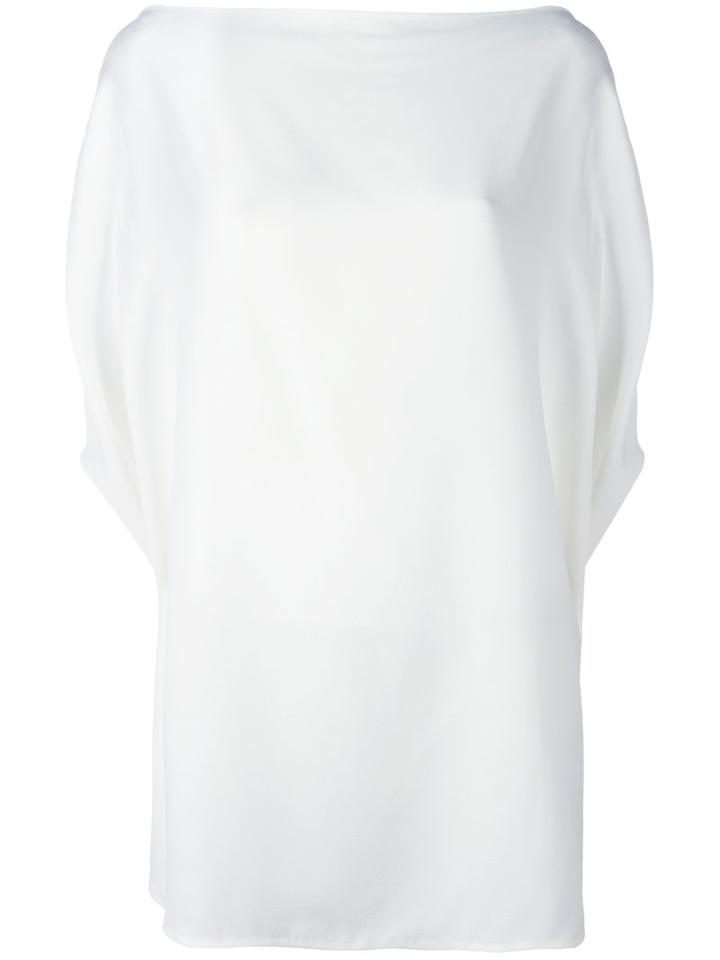 Jil Sander - Boat Neck Shift Blouse - Women - Silk/viscose - 36, White, Silk/viscose