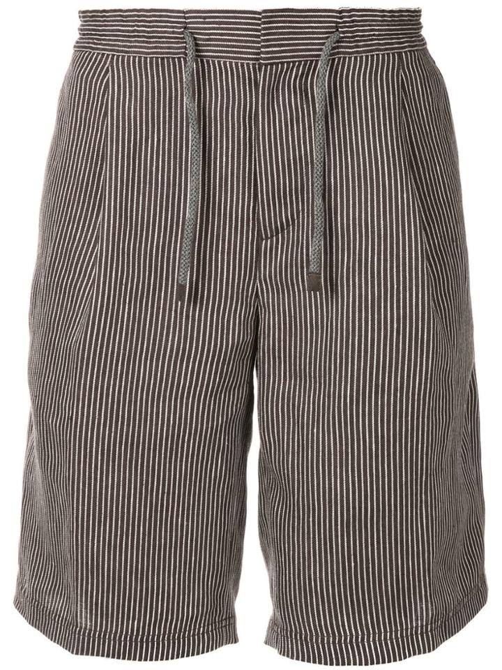 Brunello Cucinelli Striped Linen Shorts - Brown