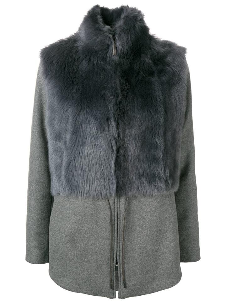 Fabiana Filippi Shearling Paneled Short Coat - Grey