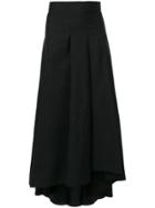 Barba Asymmetric Pleat Skirt - Black